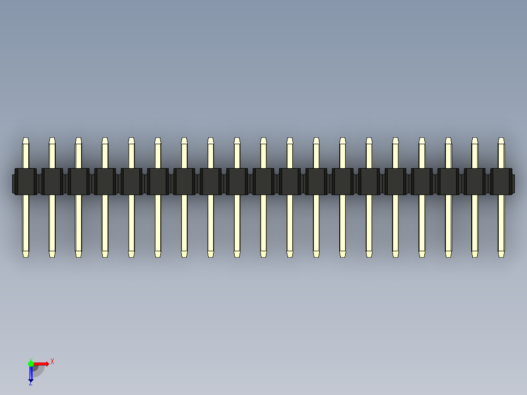 彩色公头100mil（2.54mm）系列-DS1021_black_3x19p_100mil_Type1_rev1.0俯视图