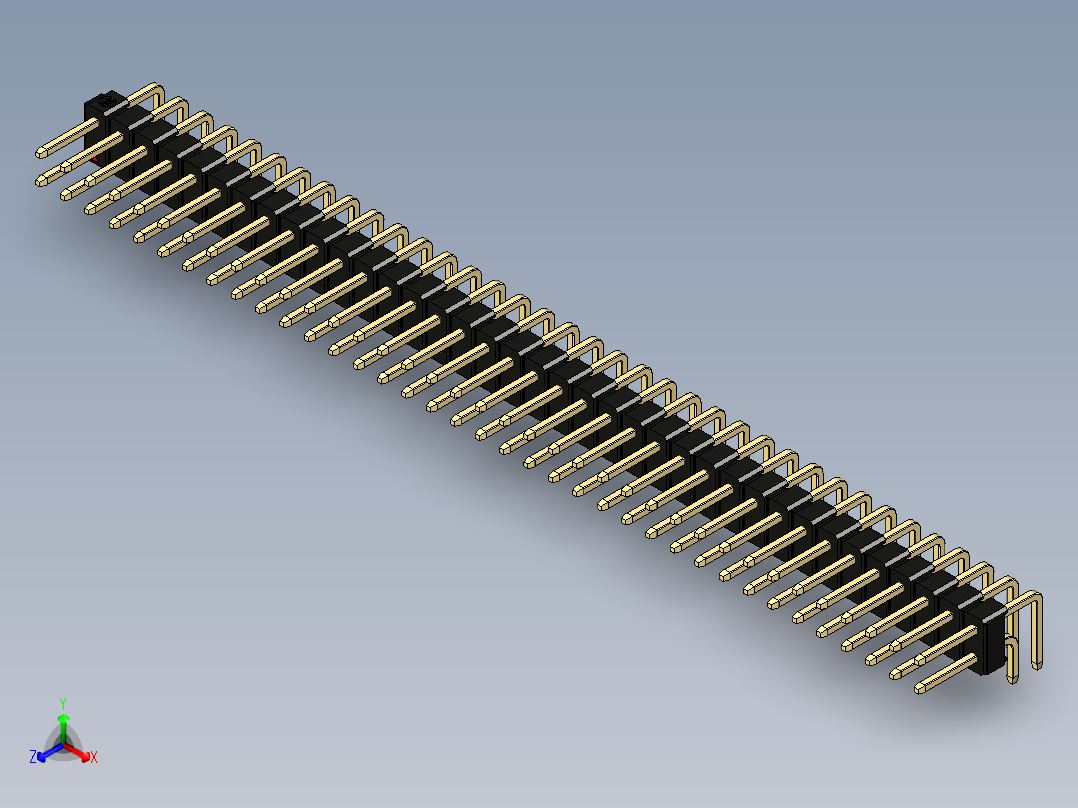 彩色公排针 100mil 2.54mm 系列-DS1022_black_2x37p_100mil_TypeD_rev1.0正等轴测图