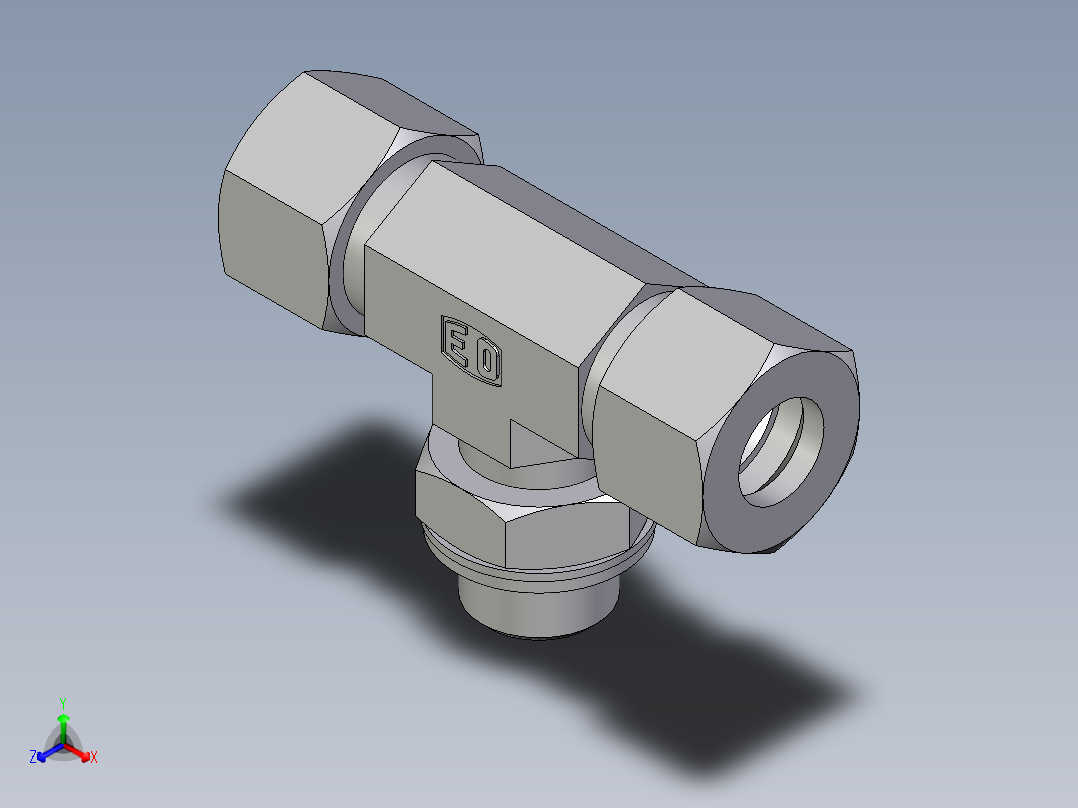 卡套式工业通用硬管接头EO_Adjustable_locknut_branch_tee_TEE12ZLMCF