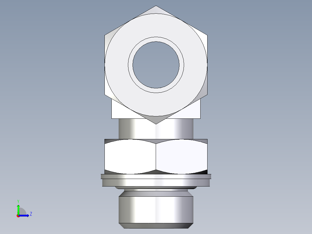 卡套式工业通用硬管接头EO_Adjustable_locknut_branch_tee_TEE12ZLMCF左视图