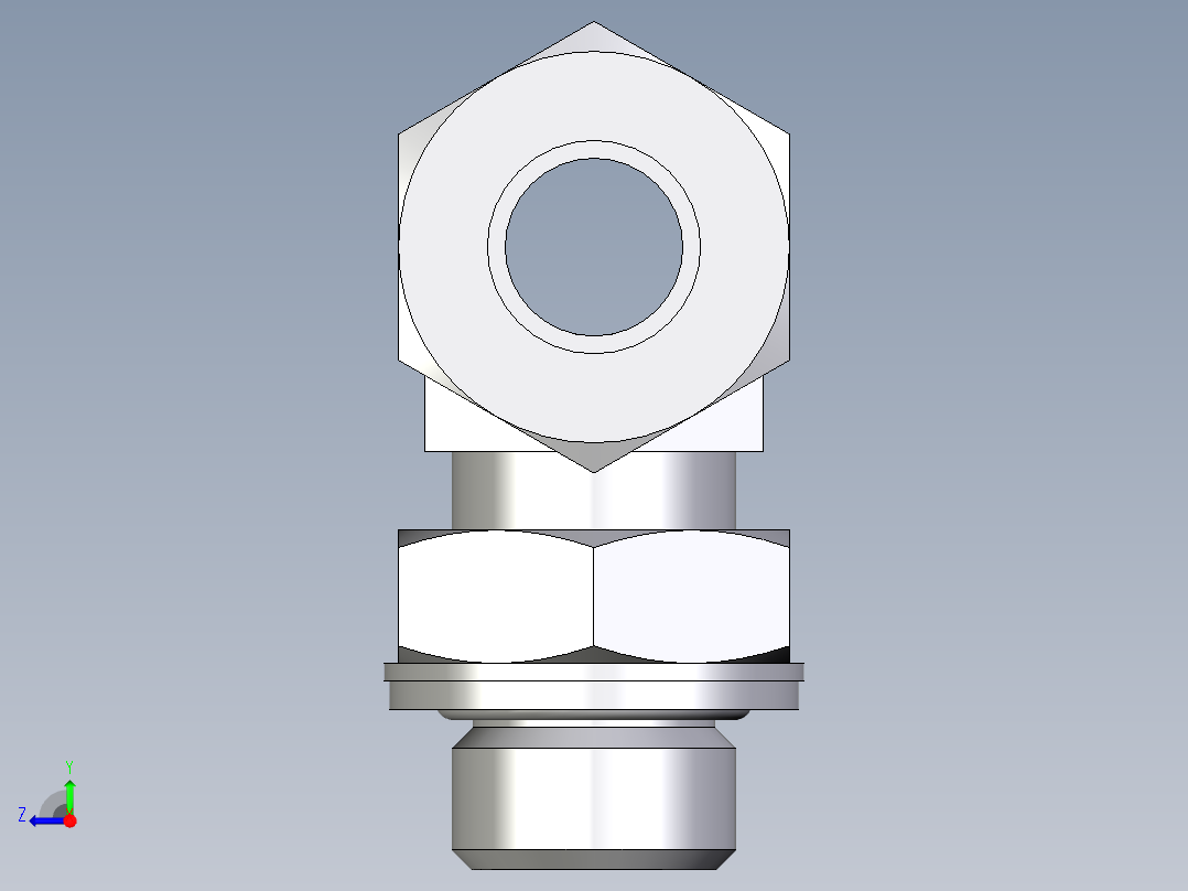 卡套式工业通用硬管接头EO_Adjustable_locknut_branch_tee_TEE12ZLMCF右视图