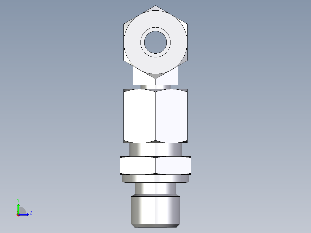 卡套式工业通用硬管接头EO_Assembled_adjustable_standpipe_branch_tee_EVT08LR71左视图