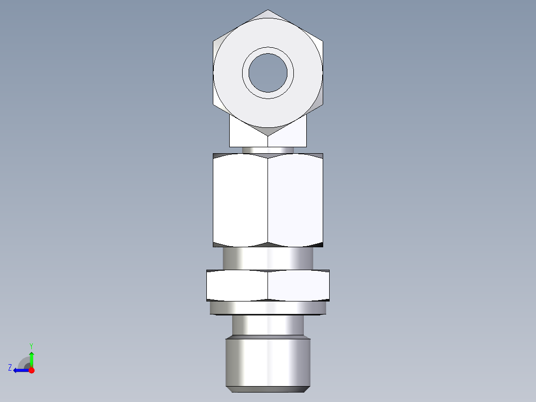 卡套式工业通用硬管接头EO_Assembled_adjustable_standpipe_branch_tee_EVT08LR71右视图
