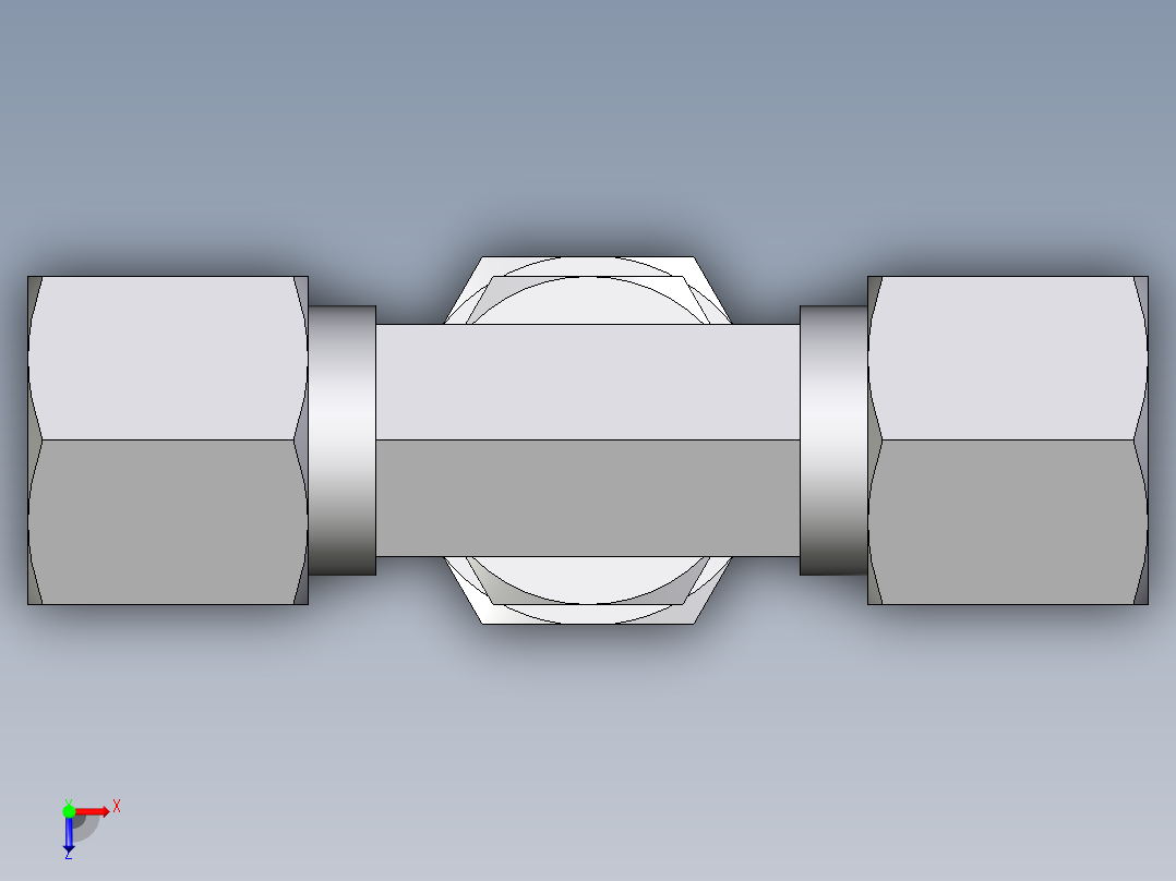 卡套式工业通用硬管接头EO_Assembled_adjustable_standpipe_branch_tee_EVT08LR71俯视图