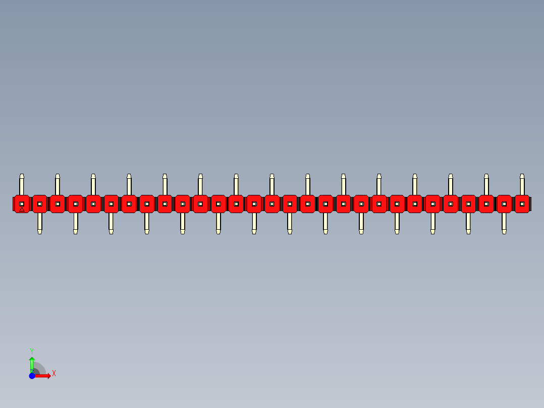 彩色公排针 100mil 2.54mm 系列-DS1022_red_29p_100mil_Type_SMT_R1_rev1.0前视图