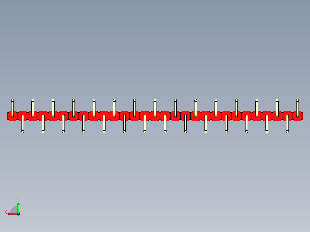 彩色公排针 100mil 2.54mm 系列-DS1022_red_29p_100mil_Type_SMT_R1_rev1.0后视图