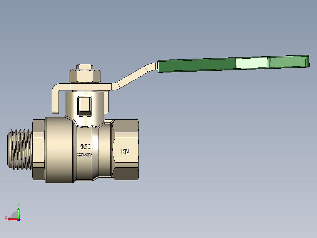 外螺纹球阀后视图