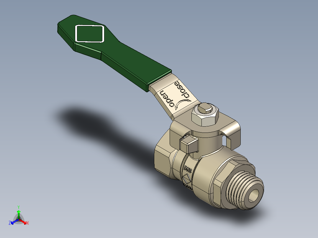 外螺纹球阀正等轴测图