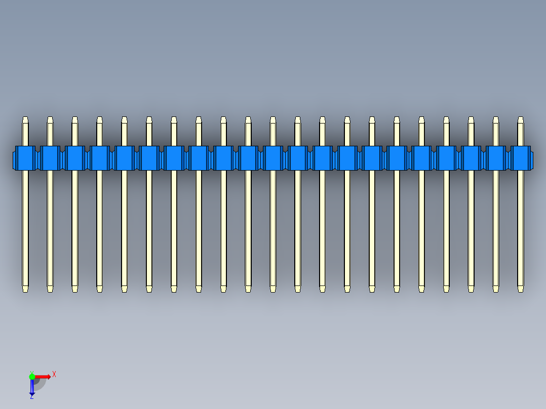 彩色公头100mil（2.54mm）系列-DS1021_blue_2x21p_100mil_Type5_rev1.0俯视图