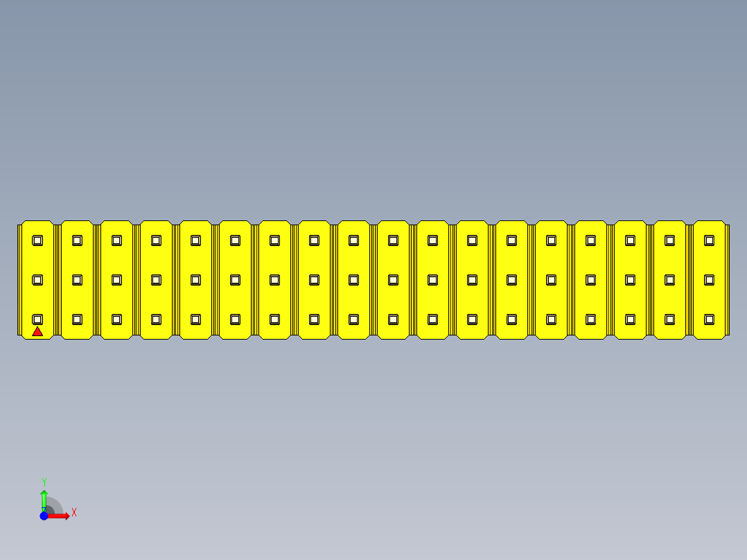 彩色公头100mil（2.54mm）系列-DS1021_yellow_3x18p_100mil_Type1_rev1.0前视图