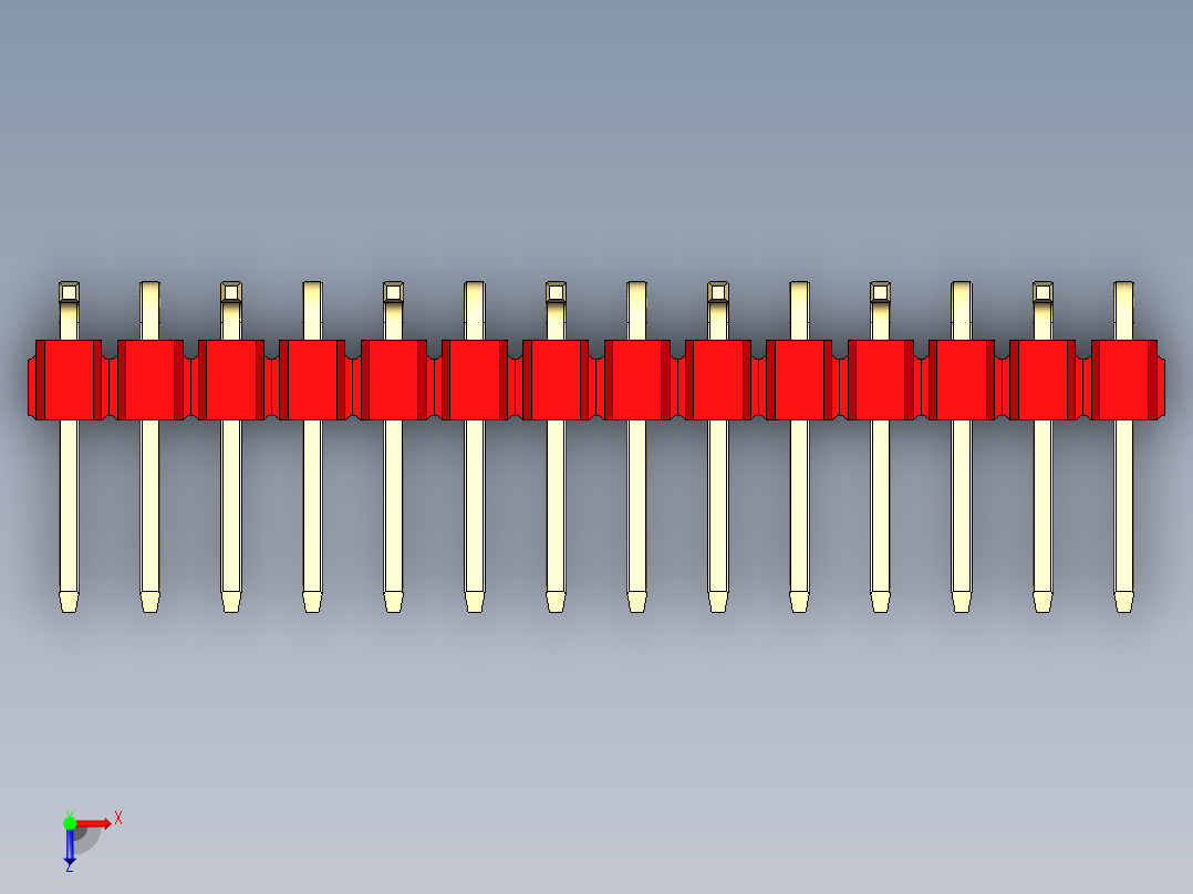 彩色公排针 100mil 2.54mm 系列-DS1022_red_14p_100mil_Type_SMT_R1_rev1.0俯视图