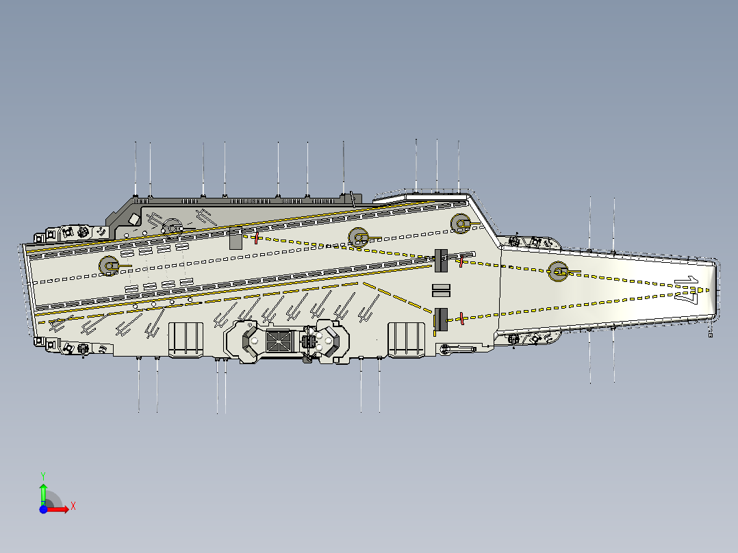山东舰三维模型前视图