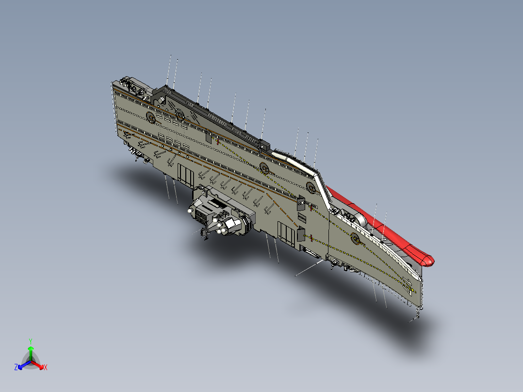 山东舰三维模型正等轴测图