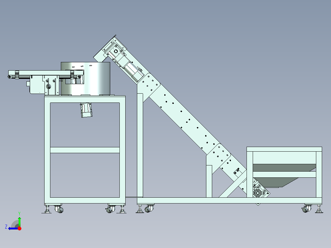 振动盘与输送链板组合的给料机右视图