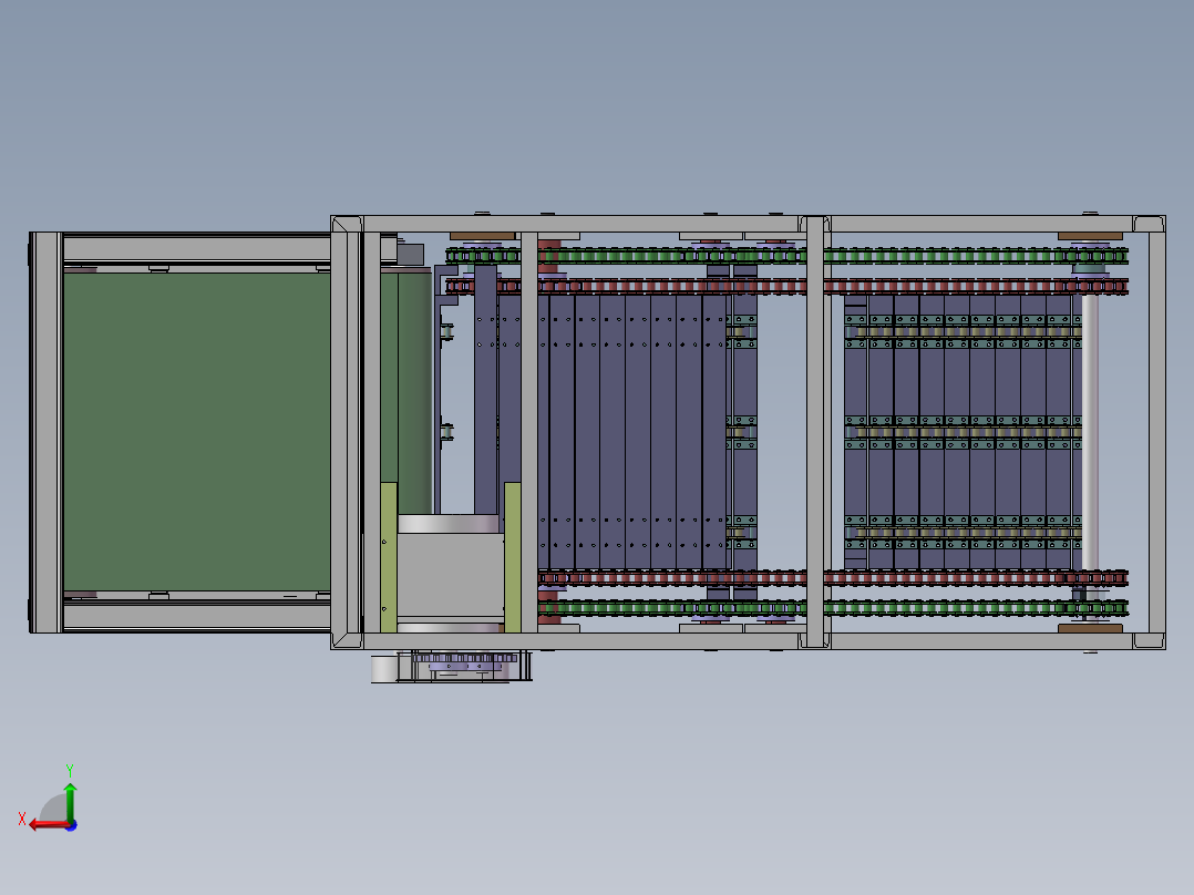 链板式连续提升机6米高度（sw18可编辑+工程图）后视图