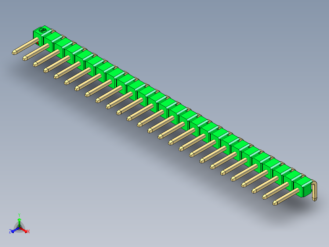 彩色公排针 100mil 2.54mm 系列-DS1022_green_1x26p_100mil_TypeD_rev1.0