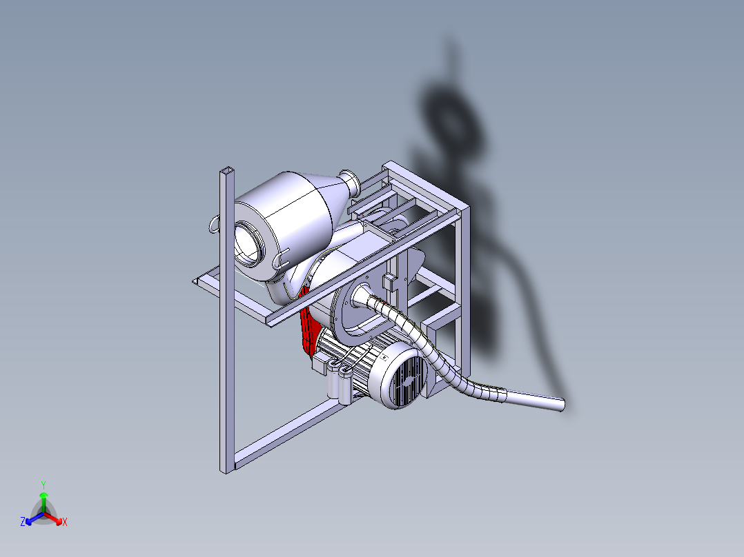 自吸式玉米大豆药材粉碎机catia模型正等轴测图