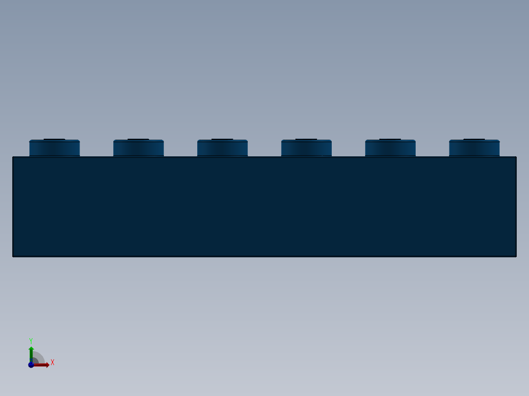 乐高套装 4421基本积木-4181139 - 2456 - 44237 Bright Blue Brick 2 x 6.SLDPRT前视图