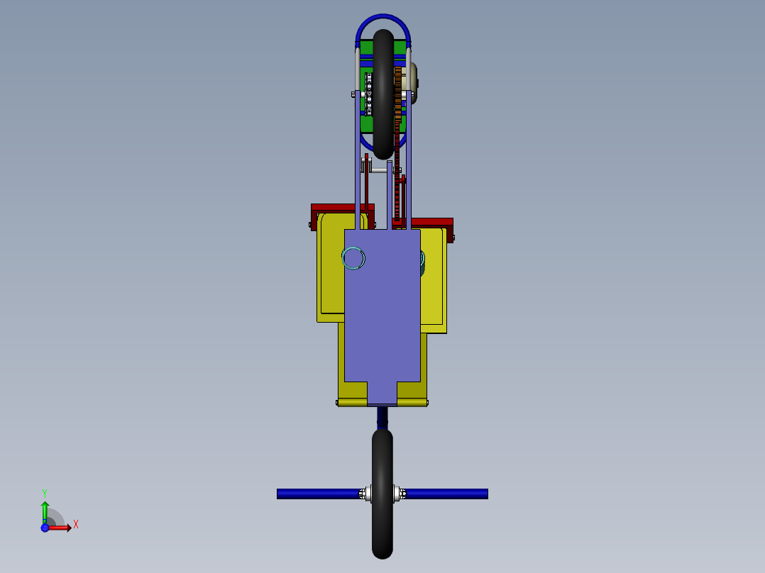 踏板式自行车的设计【含三维SW+9张CAD图纸+说明书】前视图