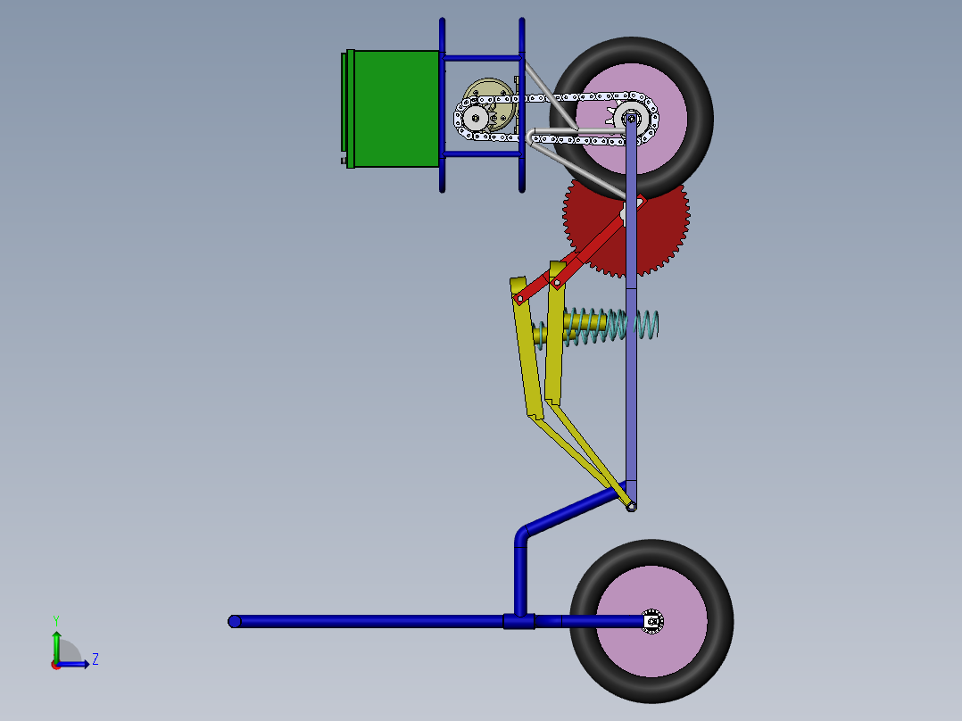 踏板式自行车的设计【含三维SW+9张CAD图纸+说明书】左视图