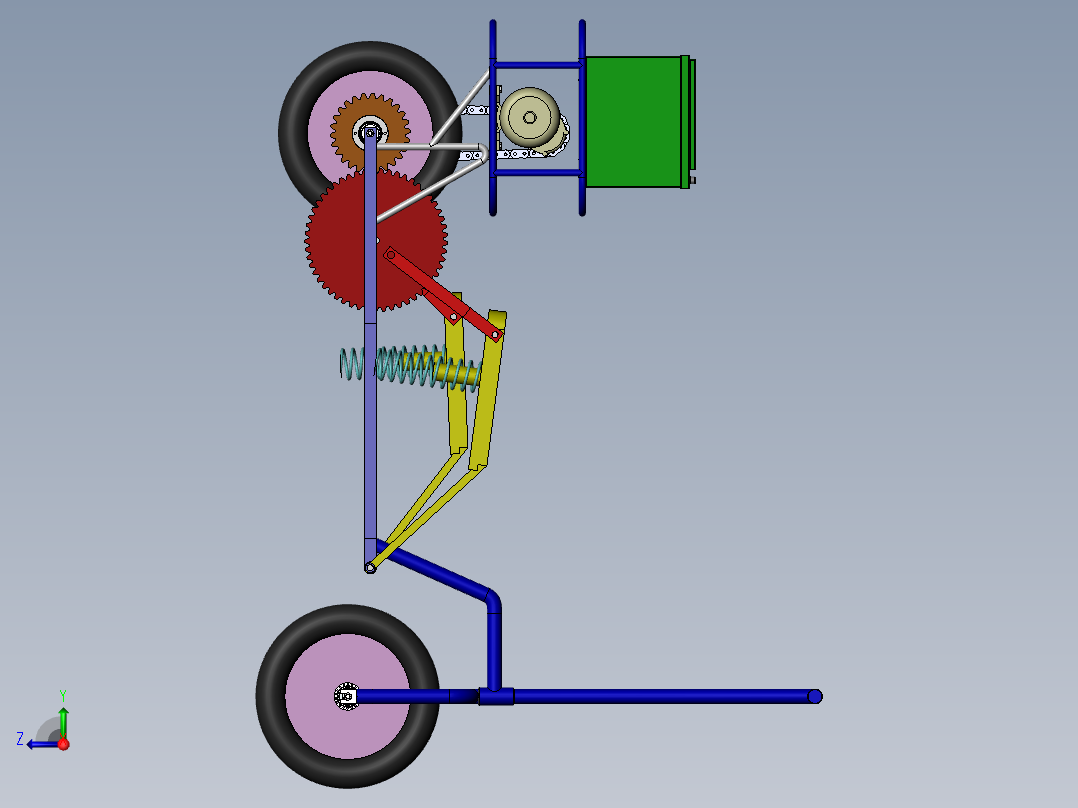 踏板式自行车的设计【含三维SW+9张CAD图纸+说明书】右视图
