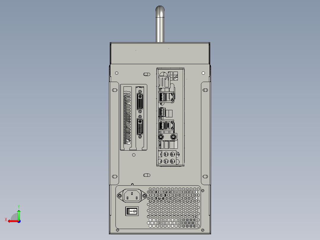 钣金制作带手提高散热机箱后视图