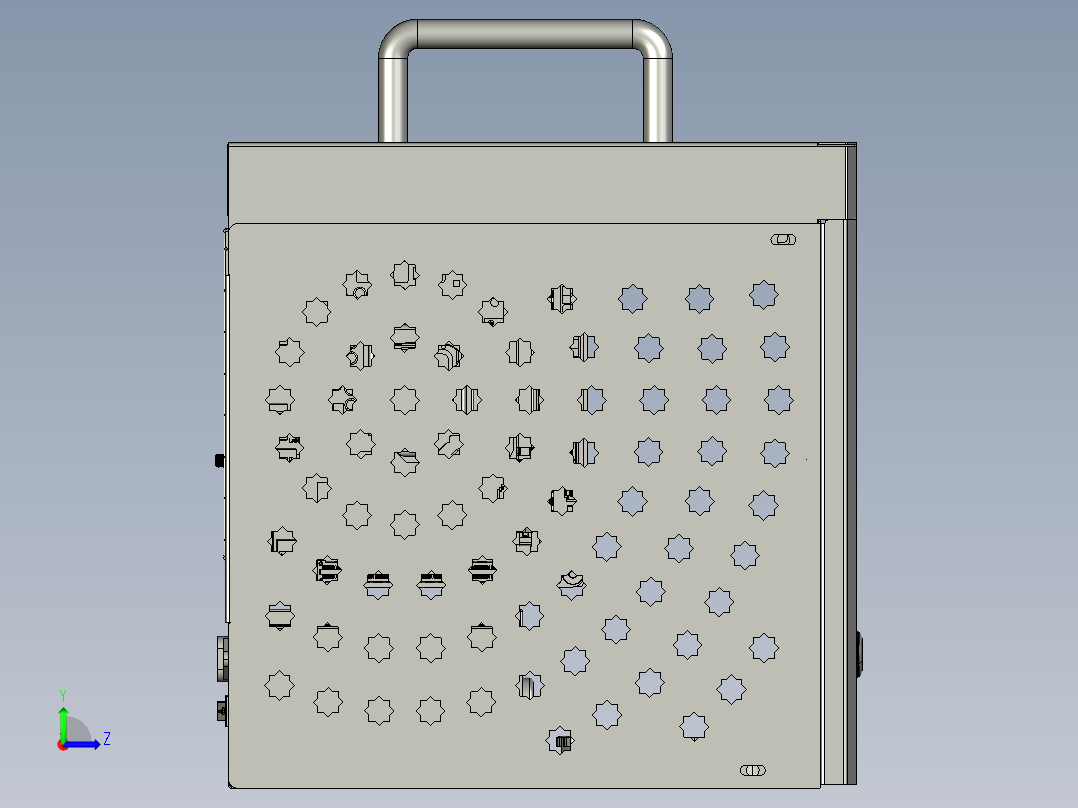 钣金制作带手提高散热机箱左视图