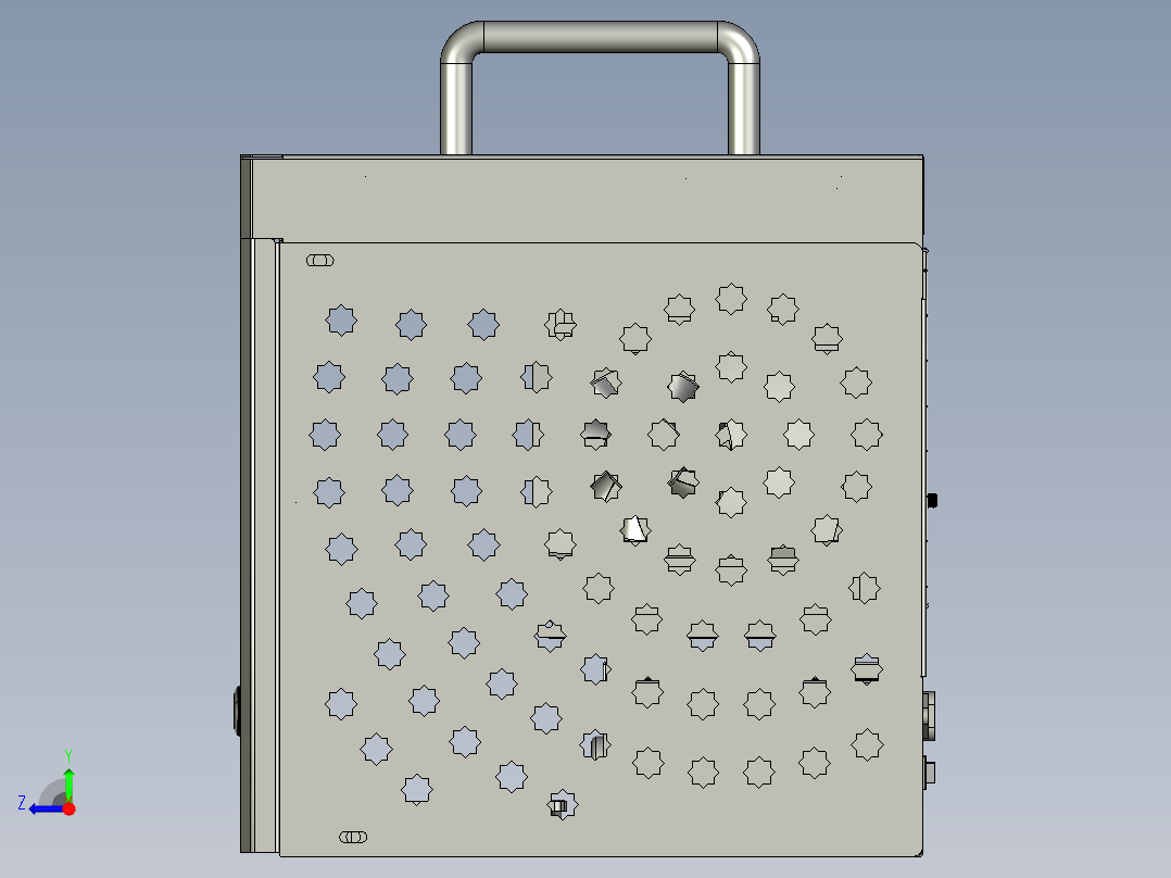 钣金制作带手提高散热机箱右视图