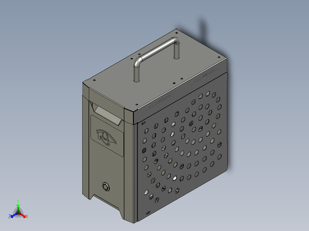 钣金制作带手提高散热机箱正等轴测图
