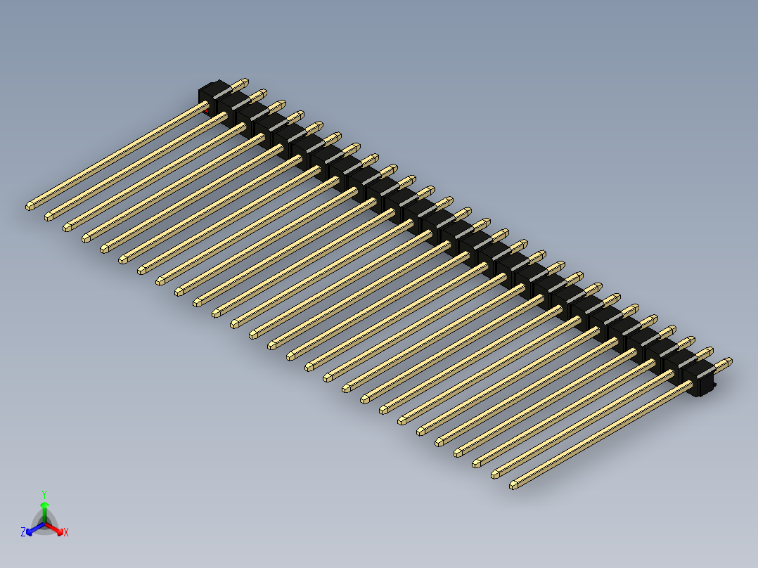 彩色公头100mil（2.54mm）系列-DS1021_black_1x27p_100mil_Type43_rev1.0正等轴测图