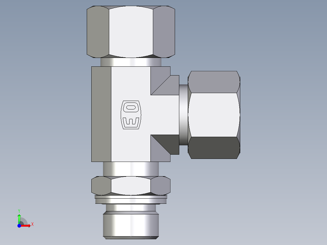 卡套式工业通用硬管接头EO_Adjustable_locknut_run_tee_LEE16ZSMCF前视图