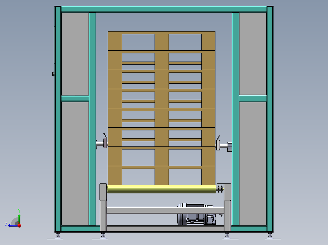 全自动卡板拆堆跺滚筒线设备右视图