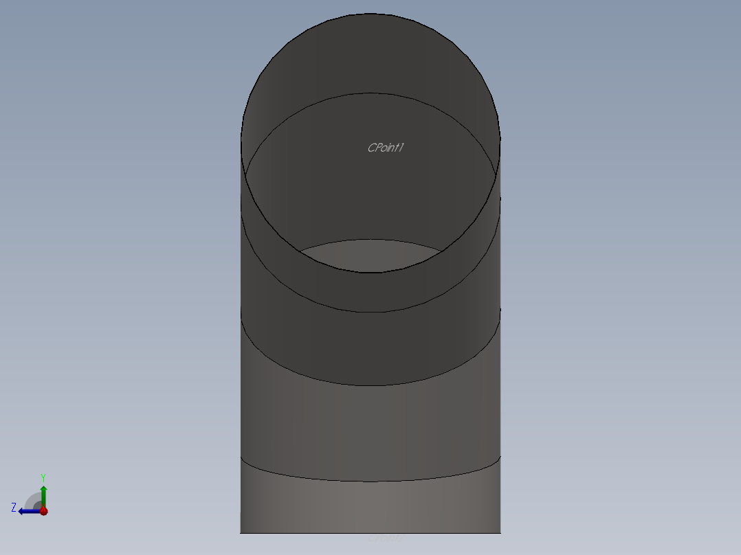 hvac round duct 90deg elbow右视图