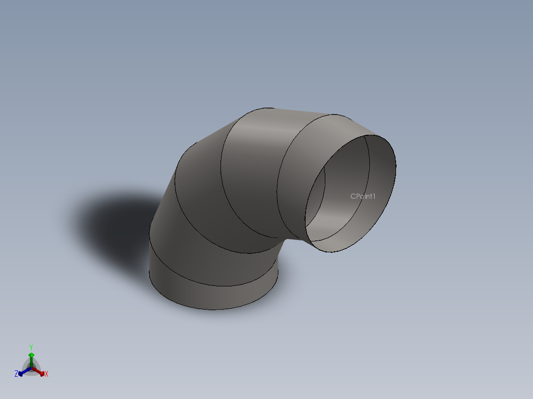 hvac round duct 90deg elbow正等轴测图