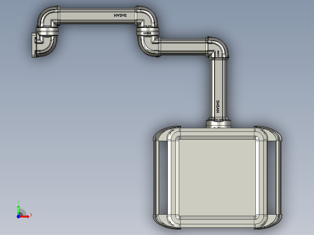 向下墙座+中间连接器+转角+箱体连接器+控制箱前视图