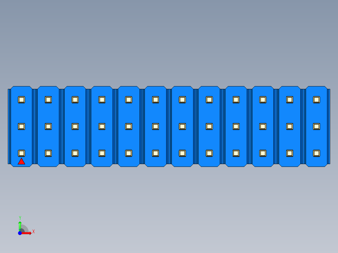 彩色公头100mil（2.54mm）系列-DS1021_blue_3x12p_100mil_Type5_rev1.0前视图