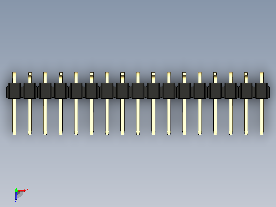 彩色公排针 100mil 2.54mm 系列-DS1022_black_17p_100mil_Type_SMT_R2_rev1.0俯视图