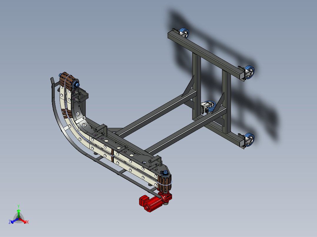 90度弯小型板条链输送机---x_t stp正等轴测图