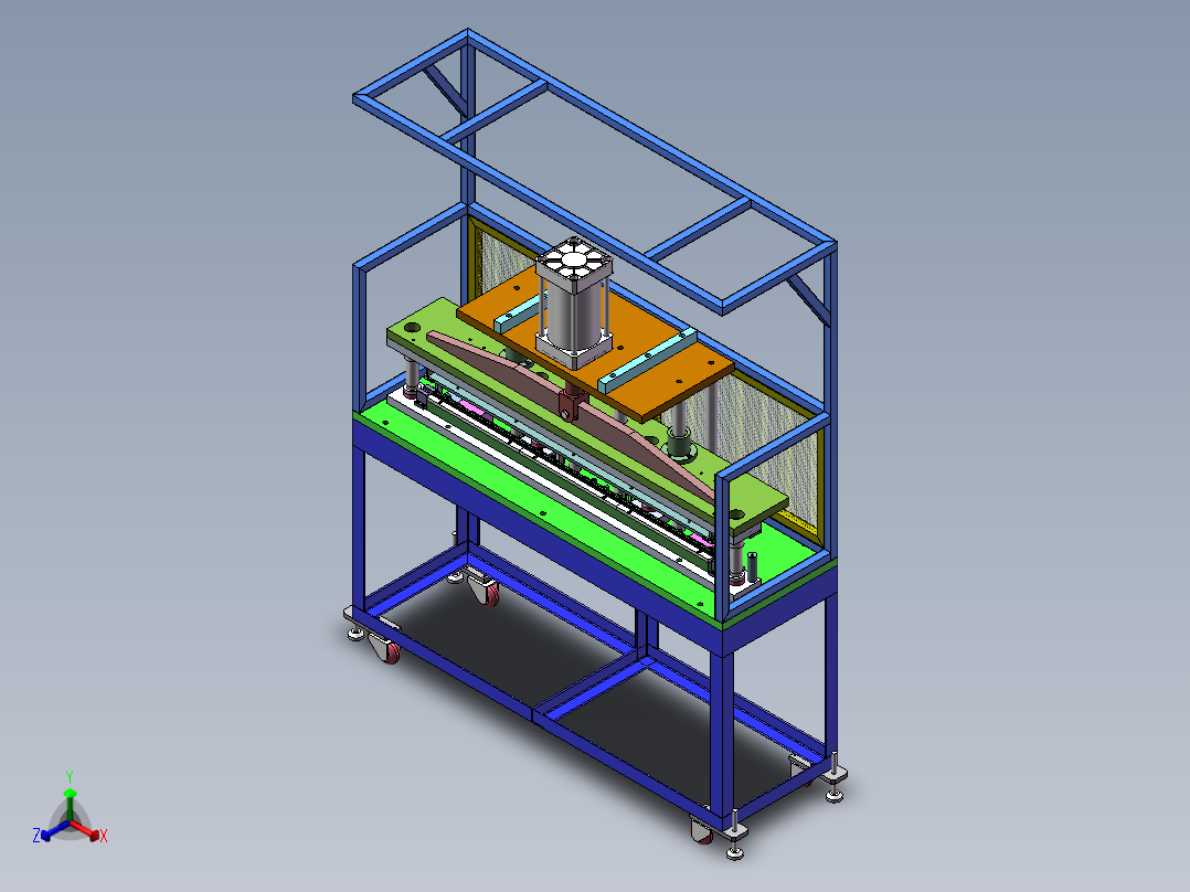 1米长冲切机sw18可编辑正等轴测图