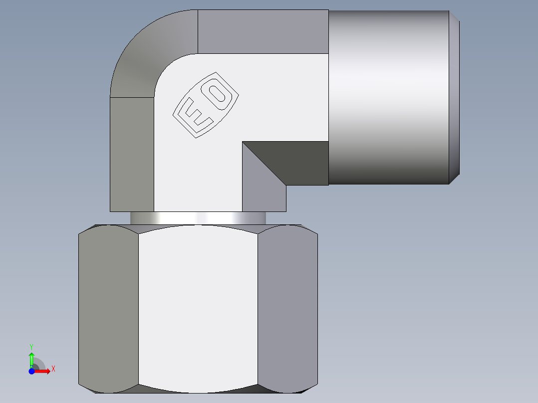 卡套式工业通用硬管接头EO_Swivel_nut_elbow_EW08SOMD71前视图