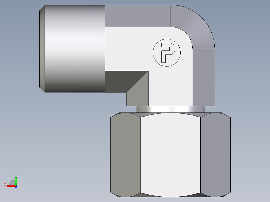 卡套式工业通用硬管接头EO_Swivel_nut_elbow_EW08SOMD71后视图