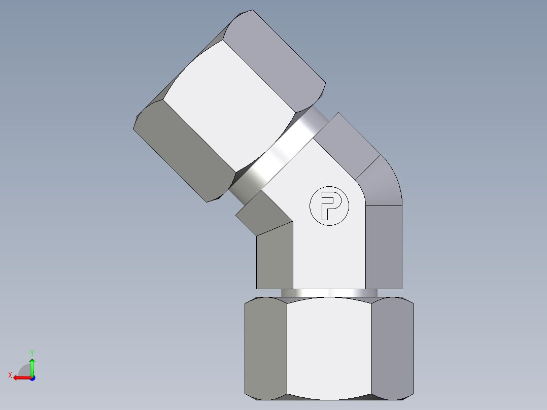 卡套式工业通用硬管接头EO_Swivel_nut_45_deg_elbow_EV10SCF后视图