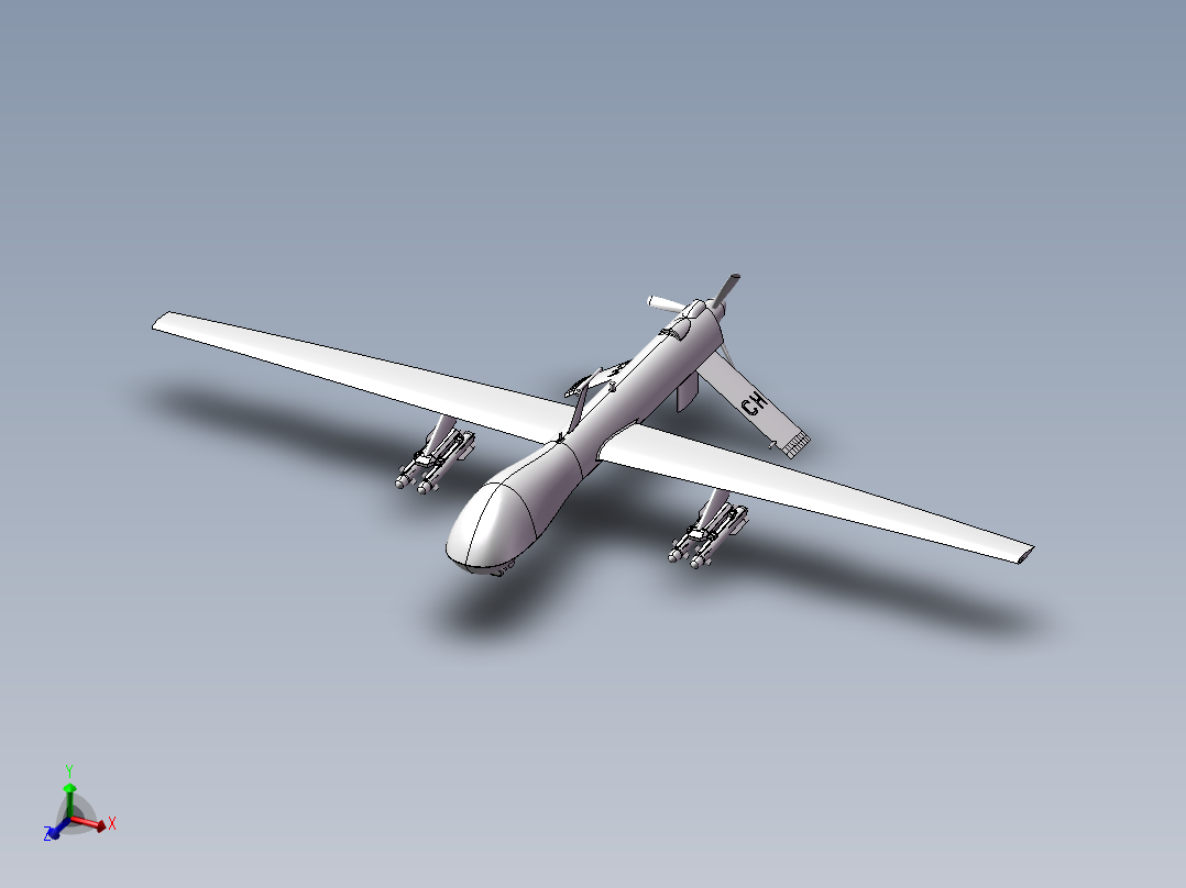 捕食者无人驾驶飞机3D设计图纸