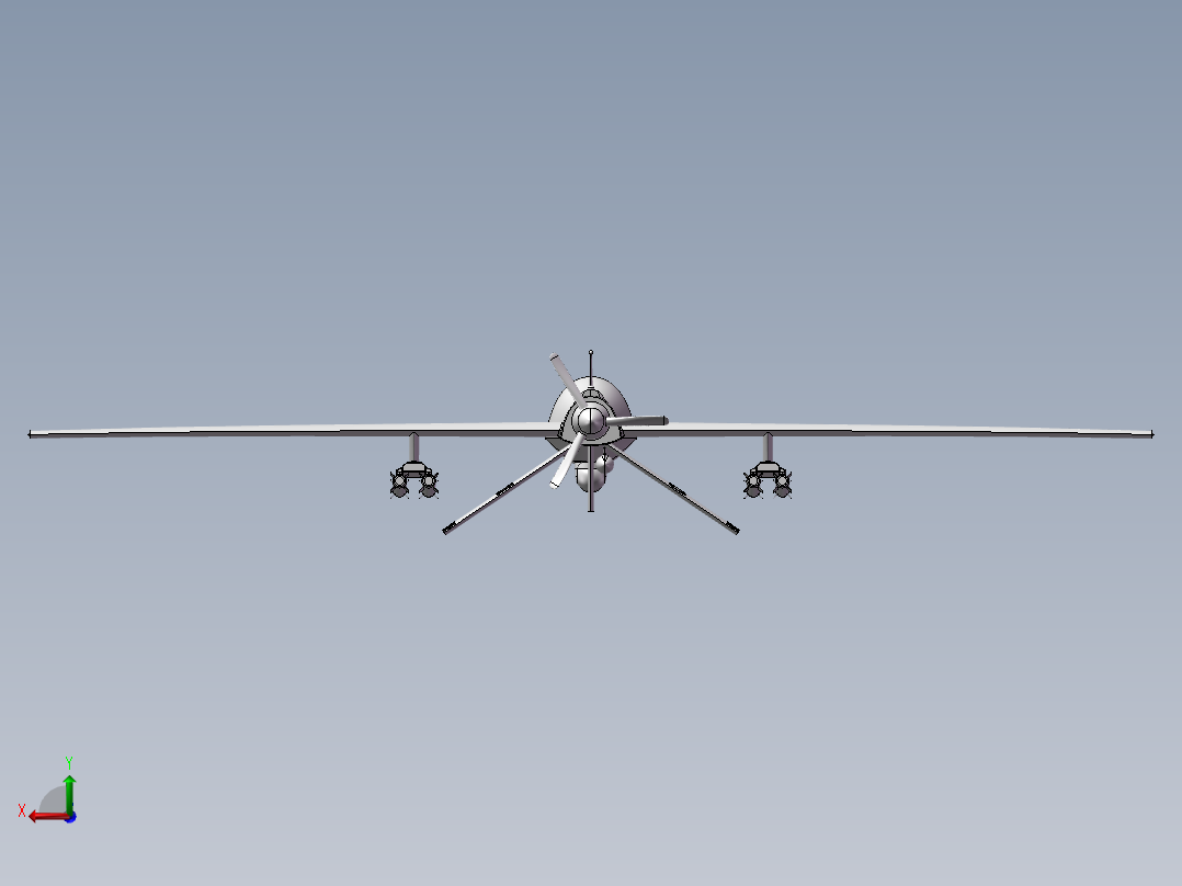 捕食者无人驾驶飞机3D设计图纸后视图