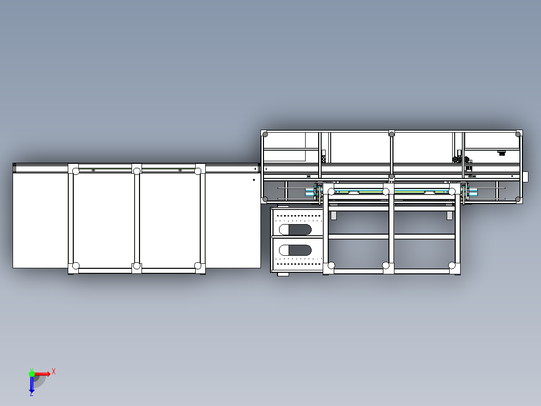 棒料超声波探伤及自动上下料设备sw18可编辑俯视图