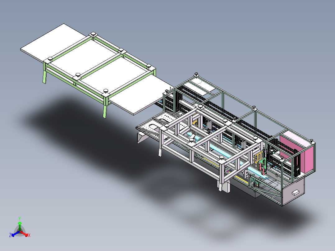 棒料超声波探伤及自动上下料设备sw18可编辑正等轴测图