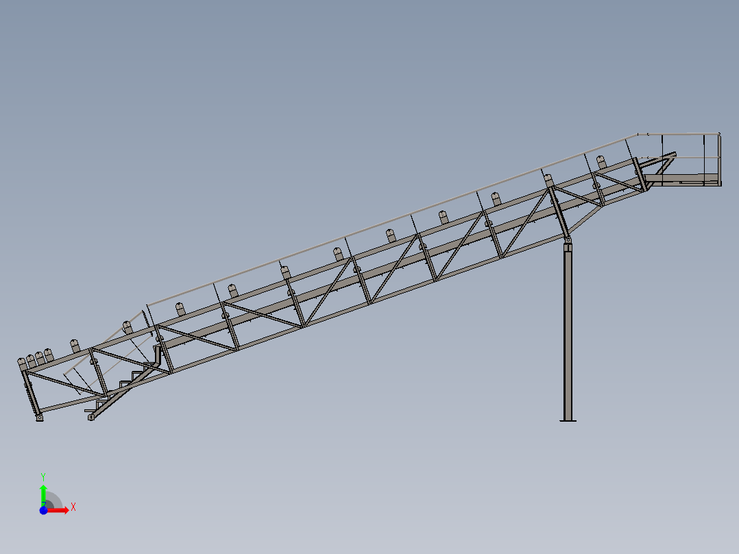 CINTA输送带输送机结构3D图纸 Solidworks设计前视图