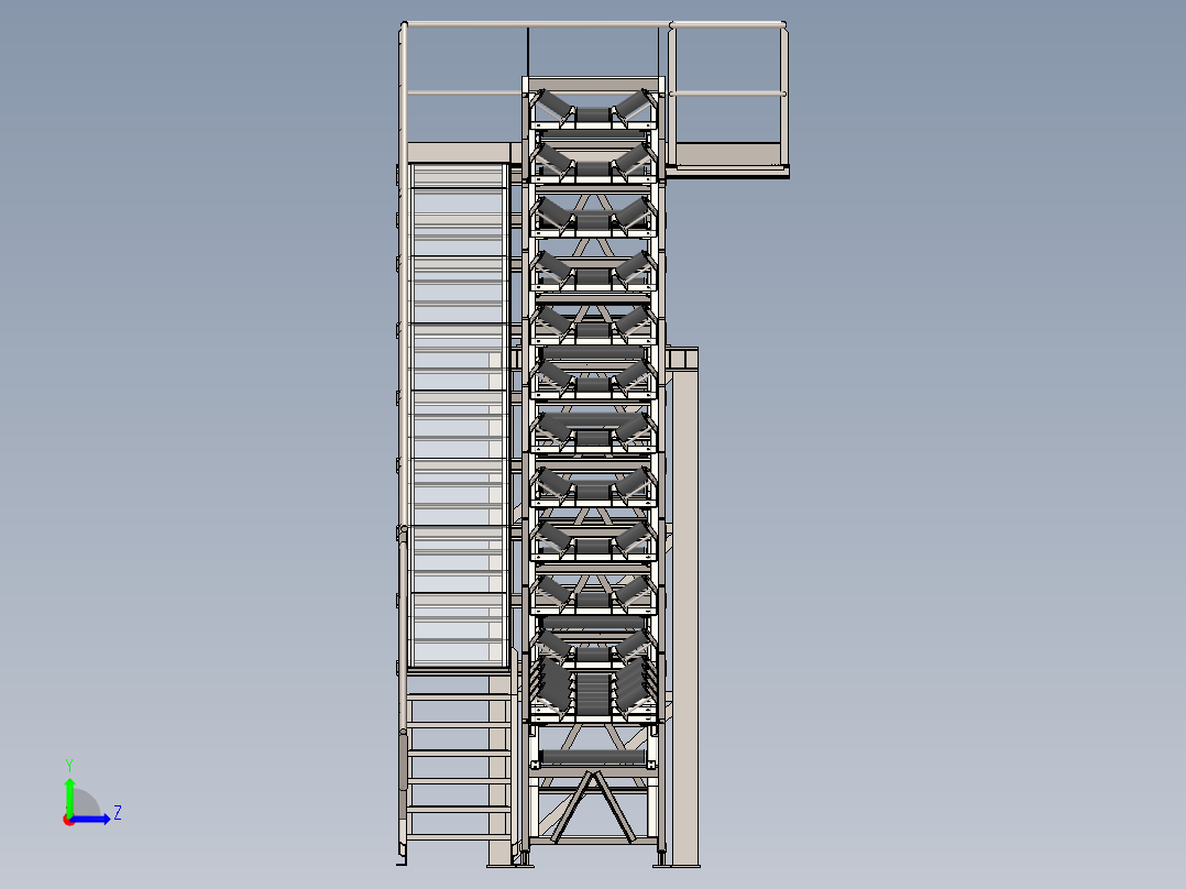 CINTA输送带输送机结构3D图纸 Solidworks设计左视图