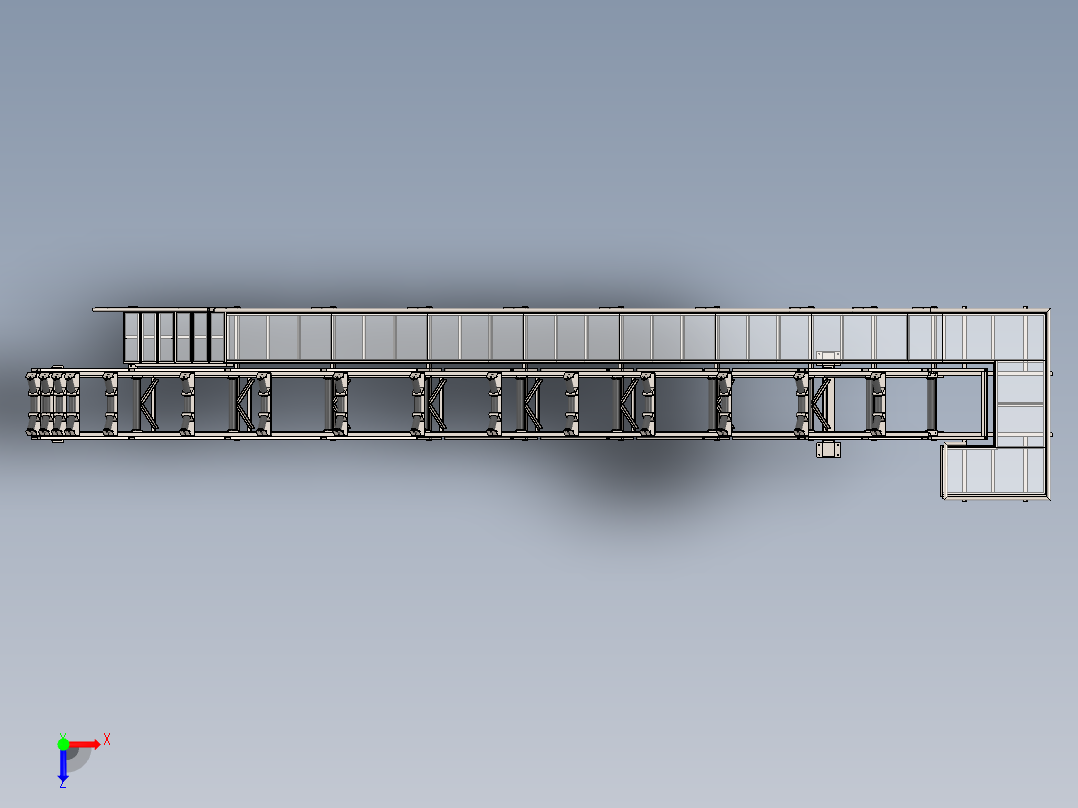 CINTA输送带输送机结构3D图纸 Solidworks设计俯视图