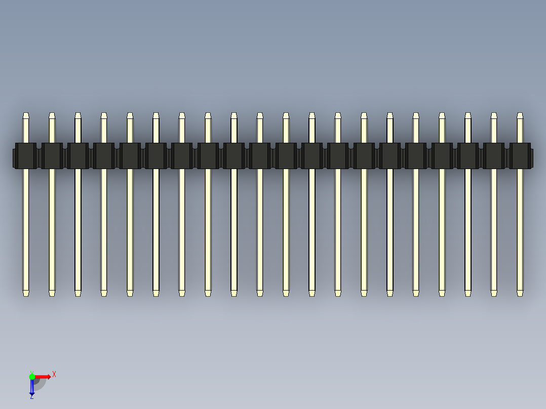 彩色公头100mil（2.54mm）系列-DS1021_black_2x20p_100mil_Type5_rev1.0俯视图